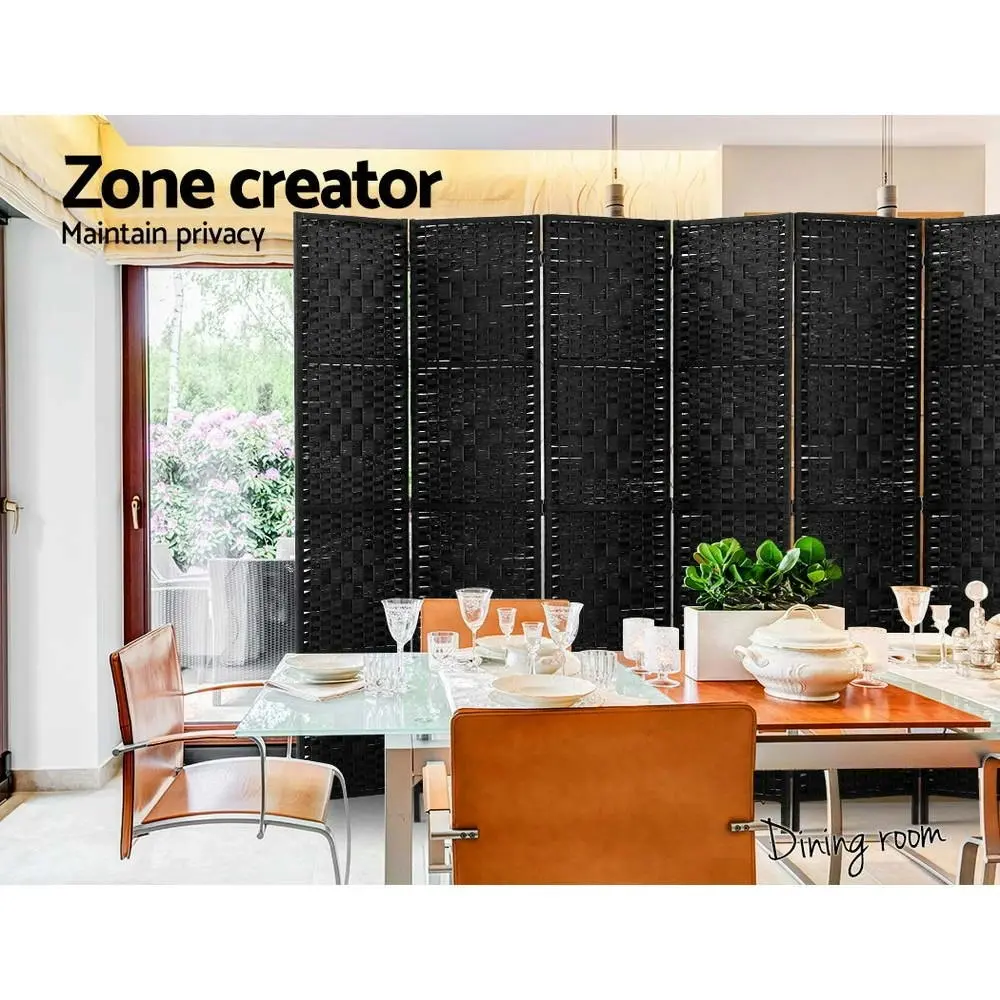 Artiss 8 Panel Room Divider Screen 326x170cm Woven Black