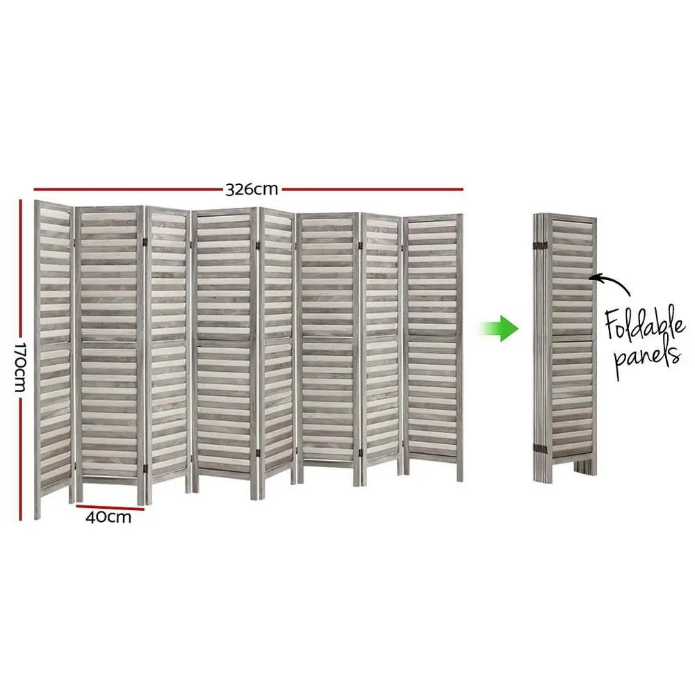 Artiss 8 Panel Room Divider Screen 326x170cm Louver Grey