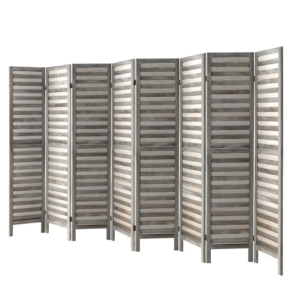 Artiss 8 Panel Room Divider Screen 326x170cm Louver Grey