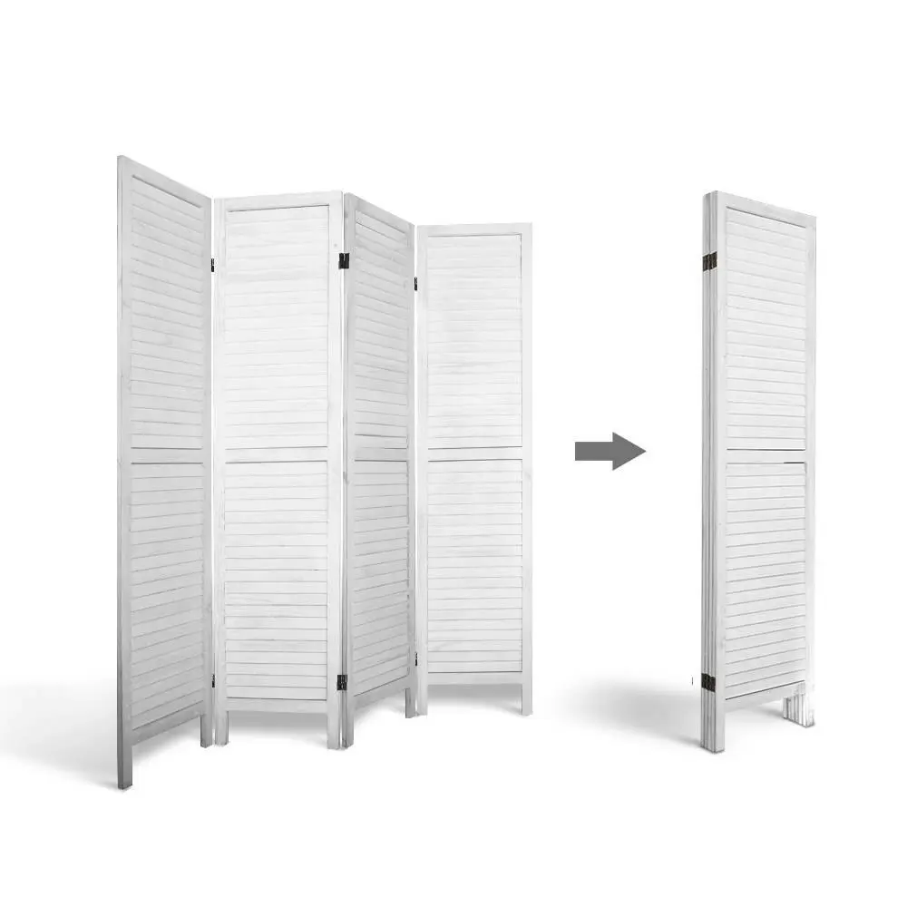 Artiss 4 Panel Room Divider Screen 163x170cm Louver White