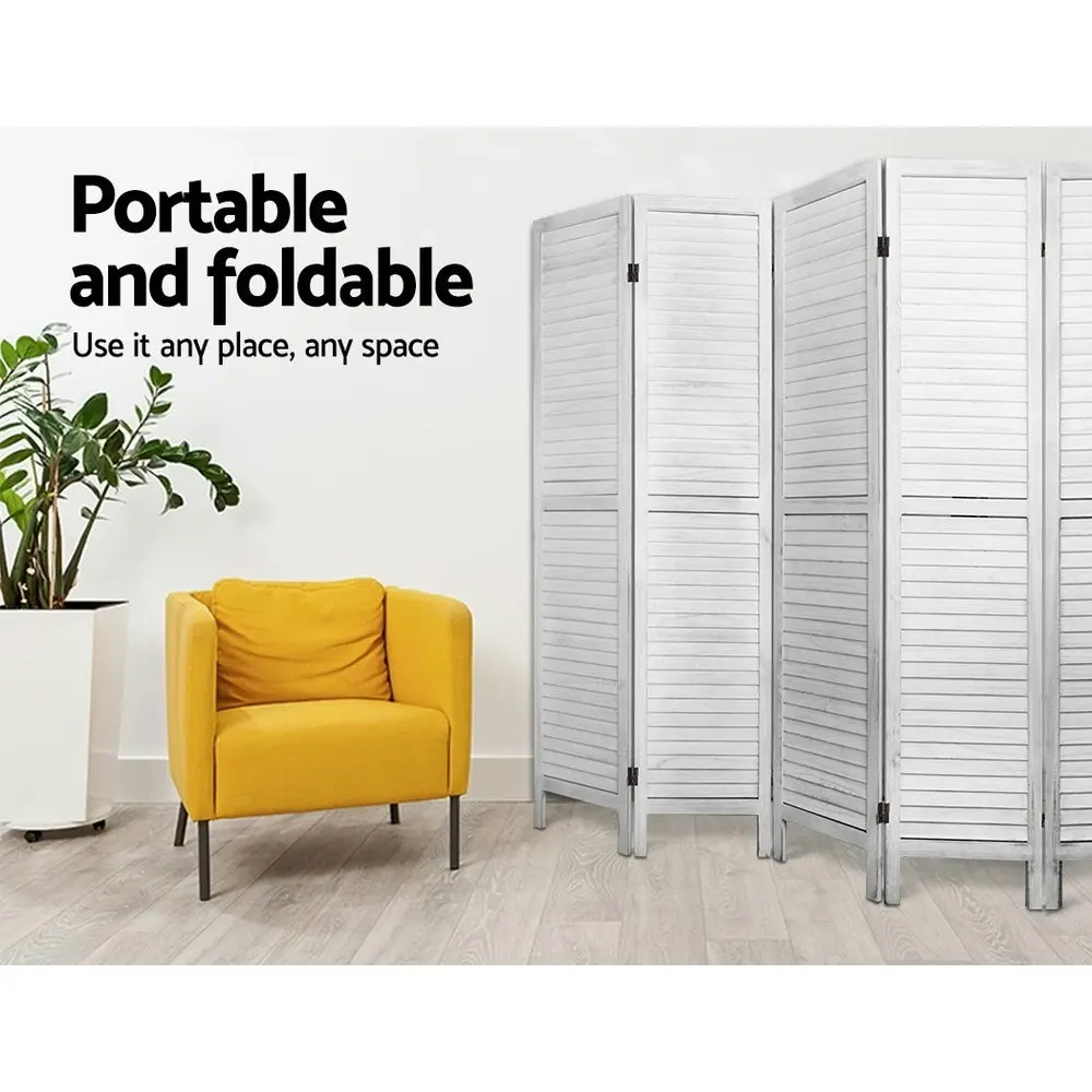 Artiss 8 Panel Room Divider Screen 326x170cm Louver White