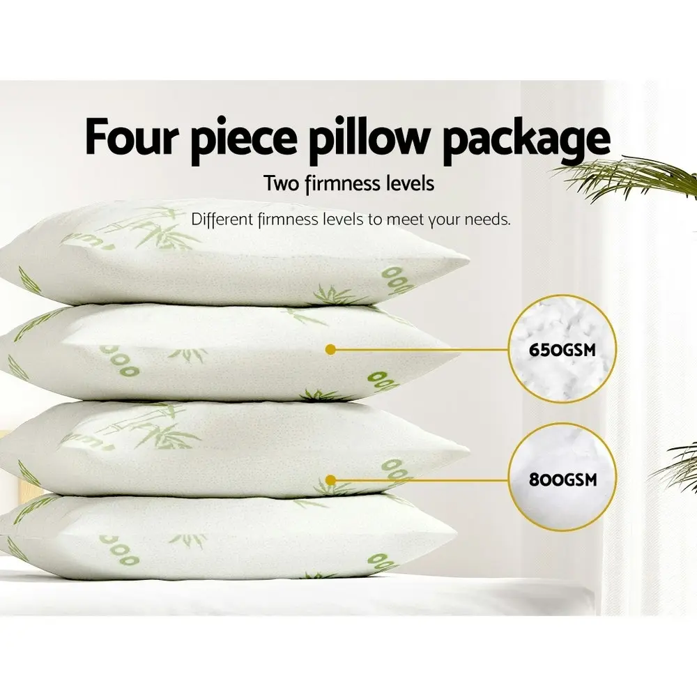 Giselle Bedding 4 Pack Bamboo Pillow Family Hotel