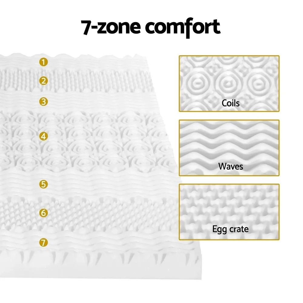 Giselle Bedding Memory Foam Mattress Topper 7-Zone 8cm Double White