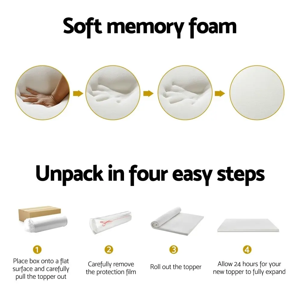 Giselle Bedding Memory Foam Mattress Topper 7-Zone 8cm Double White