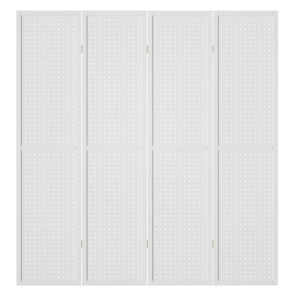 Artiss 4 Panel Room Divider Screen 164x170cm Pegboard White