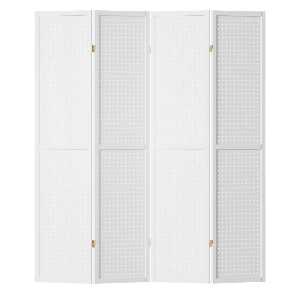 Artiss 4 Panel Room Divider Screen 164x170cm Pegboard White