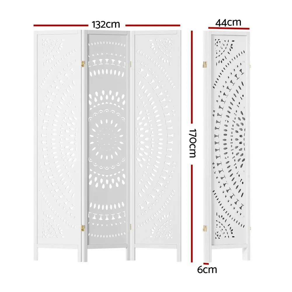 Artiss 3 Panel Room Divider Screen 132x170cm Circle White