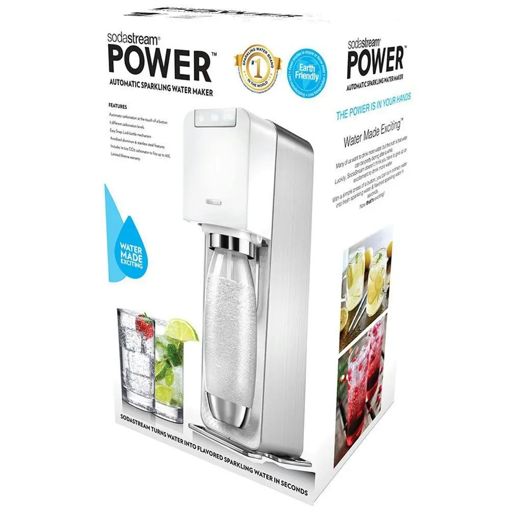 Soda Stream Power White Electric Sparkling Water Fizzy Drink Maker SodaStream