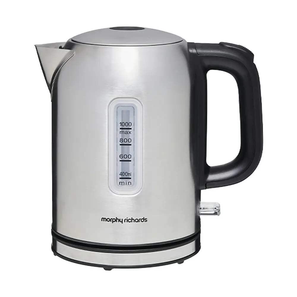 Morphy Richards Equip 1L Kettle MREK1SS & 2 Slice Toaster MREK1B Set Silver