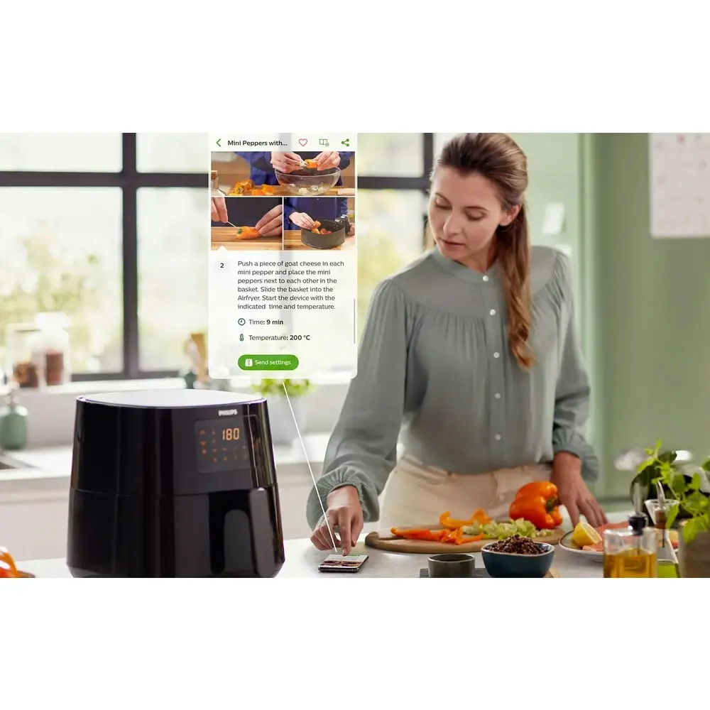 Philips Essential App Connected Digital Airfryer 2000W Convection Oven XL Black