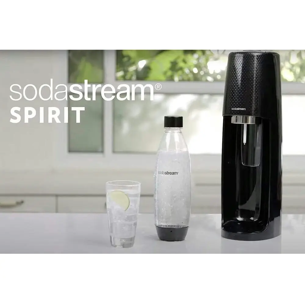 SodaStream Spirit Mega Pack 60L Sparkling Water/Soda Drink Maker w/ Bottles BLK