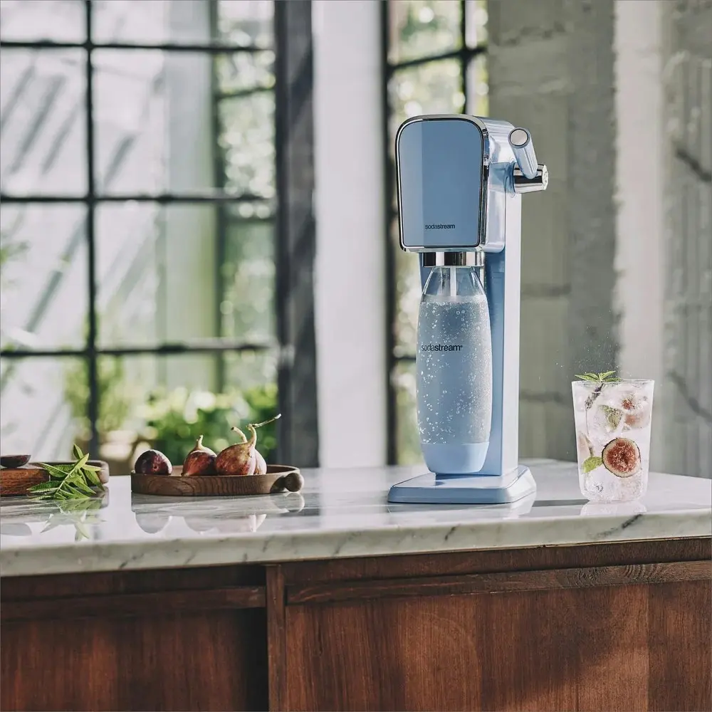 SodaStream Art Sparkling Water Maker w/60L Gas Cylinder & 1L Bottle Blue