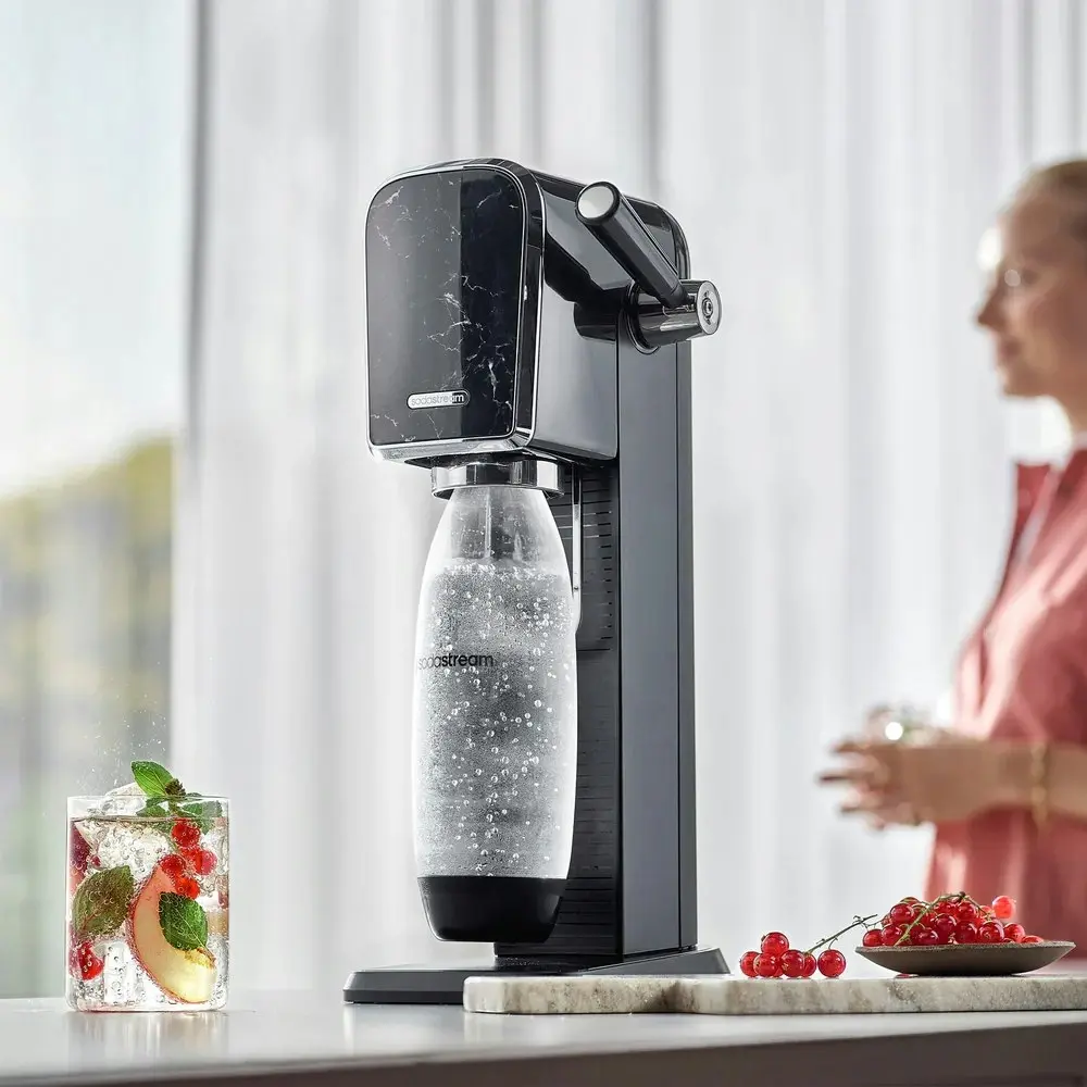 SodaStream Art Sparkling Water Maker w/60L Gas Cylinder & 1L Bottle Marble