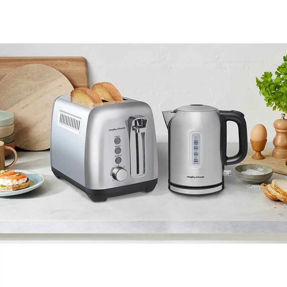 Morphy Richards 1150W Equip 2 Slice Electric Bread/Toaster Silver MREK1B 29cm