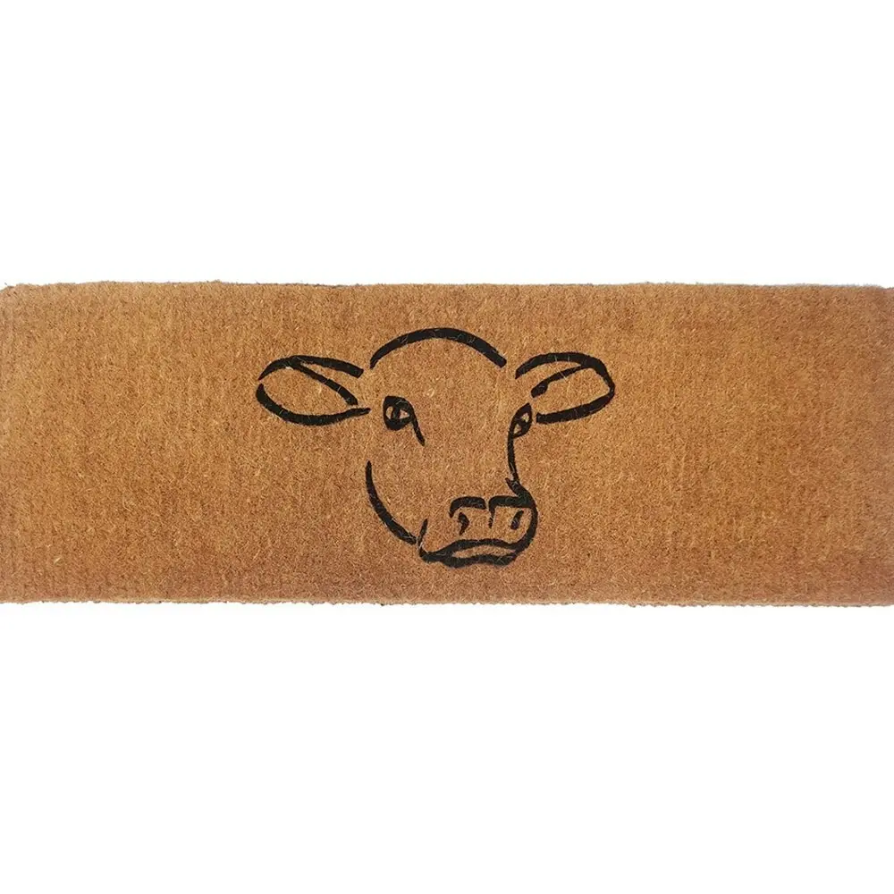 Solemate Premium Cow Face Mat 39x119cm Biodegradable Coconut Natural & Black