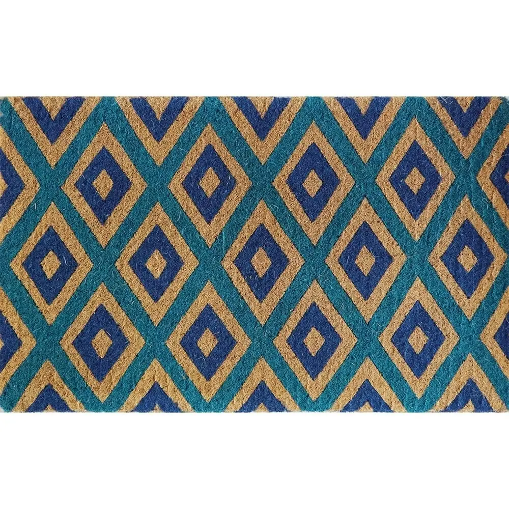 Solemate Premium Mat Biodegradable 50x80cm Fair Trade Coconut Coir Blues & Green