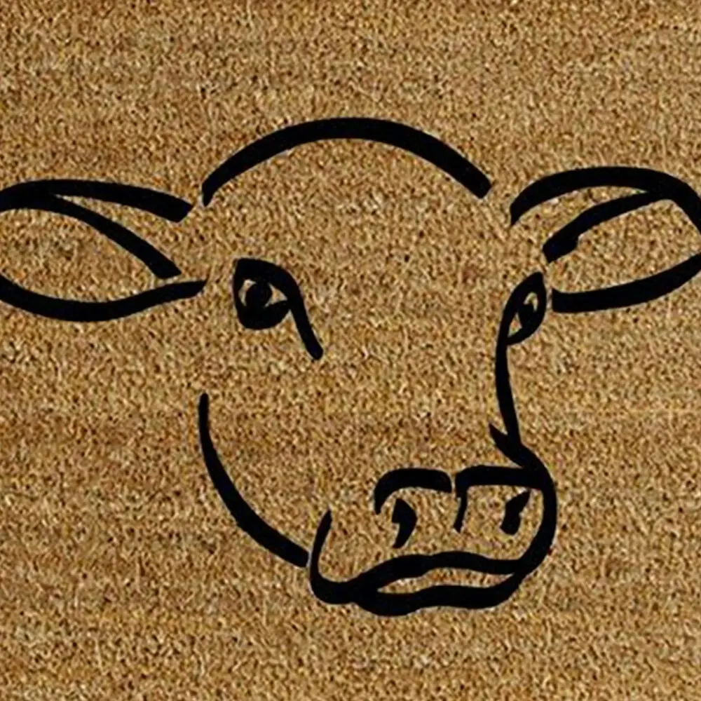 Solemate Premium Coir Cow Face Mat 50x80cm Biodegradable Coconut Natural & Black