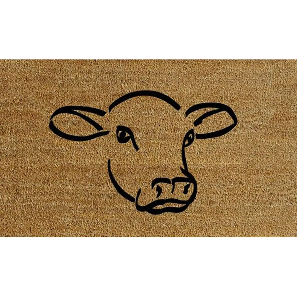 Solemate Premium Coir Cow Face Mat 50x80cm Biodegradable Coconut Natural & Black