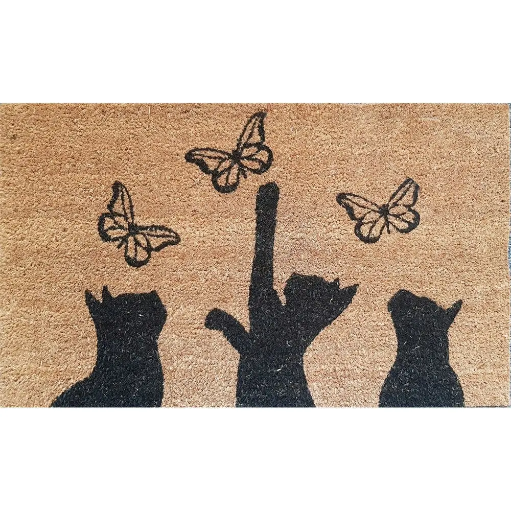 Solemate Latex B Kitten Butterfly Mat 45x75cm Fair Trade  Pets Natural & Black