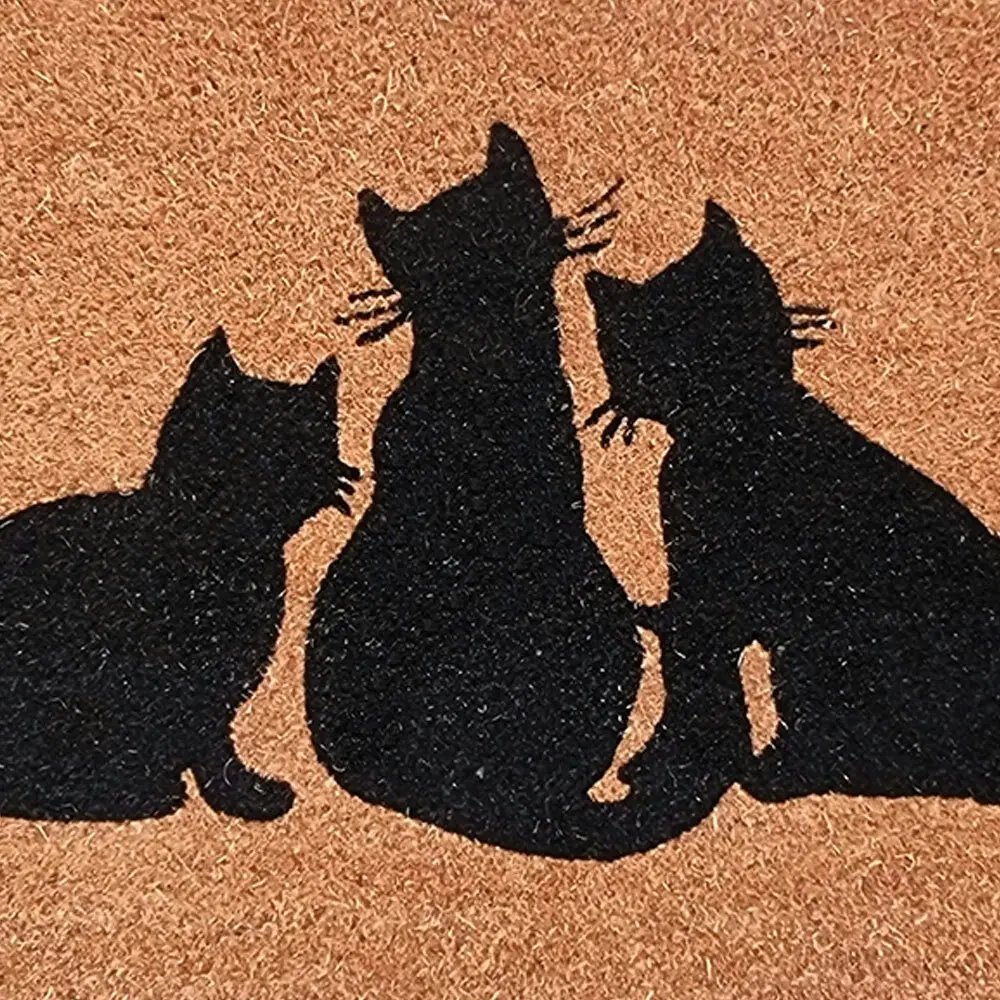 Solemate Latex Backed Coir Cats Design 45x75cm Slim Outdoor Stylish Doormat