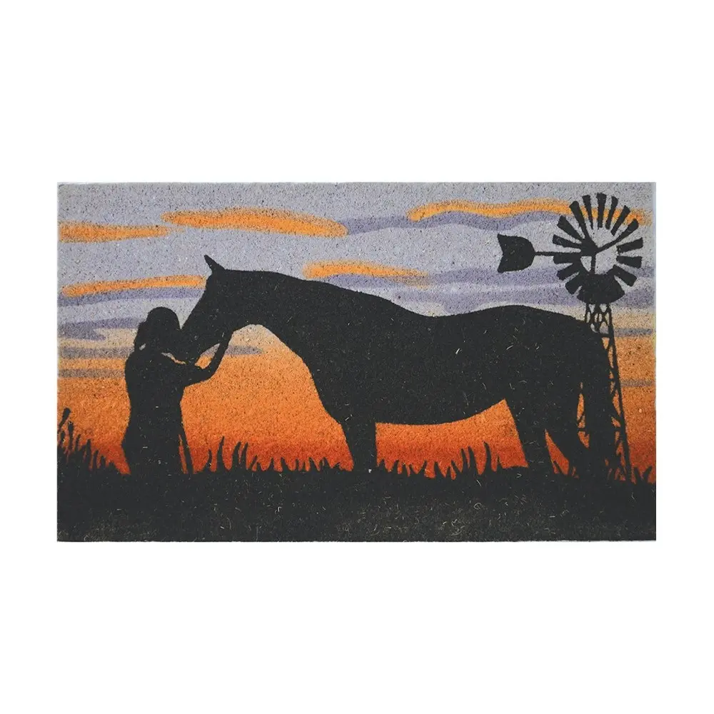 Solemate Latex Backed Coir Lady & Horse 45x75cm Slim Outdoor Stylish Doormat