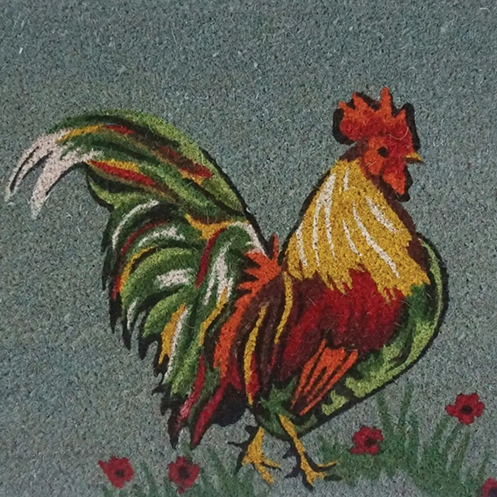 Solemate Latex Backed Coir Rooster 45x75cm Slimline Outdoor Stylish Doormat