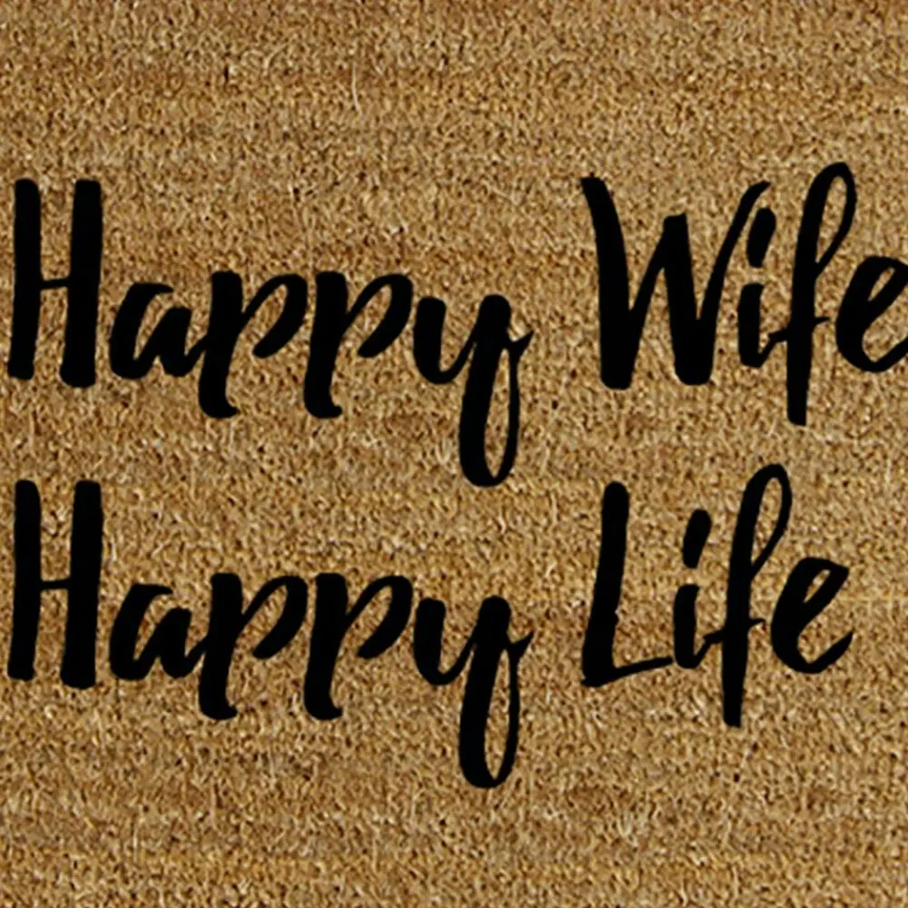 Solemate Latex Backed Coir Happy Wife 45x75cm Slim Outdoor Stylish Doormat