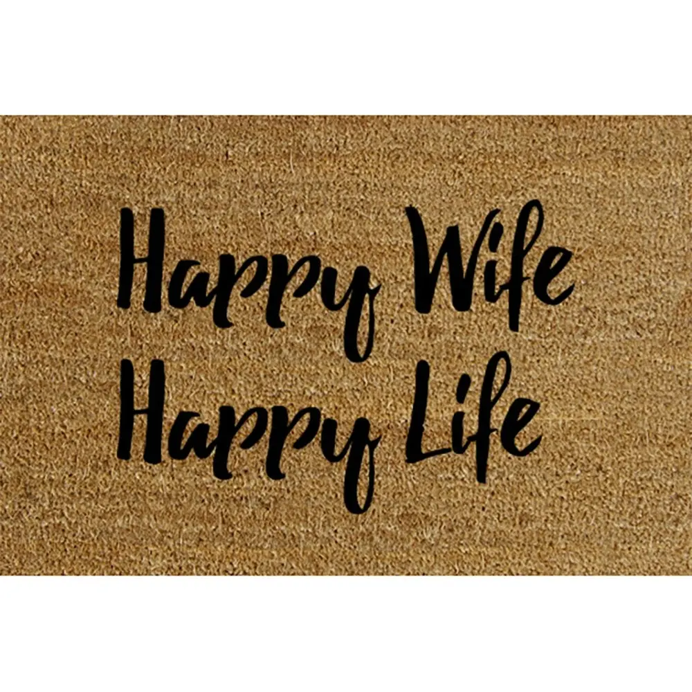 Solemate Latex Backed Coir Happy Wife 45x75cm Slim Outdoor Stylish Doormat