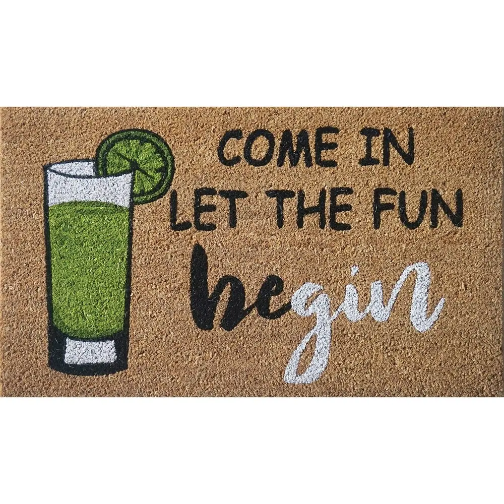 Solemate Latex Back Coir Fun Be-Gin 45x75cm Slimline Outdoor Stylish Doormat