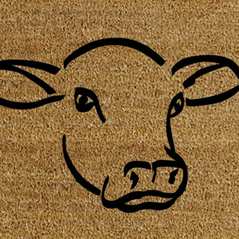 Solemate Latex Backed Coir Cow Design 45x75cm Slim Outdoor Stylish Doormat