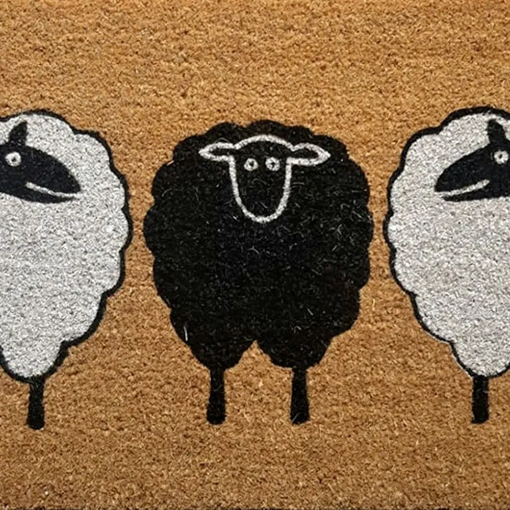 Solemate Latex Backed Coir 3 Sheep 45x75cm Slimline Outdoor Stylish Doormat