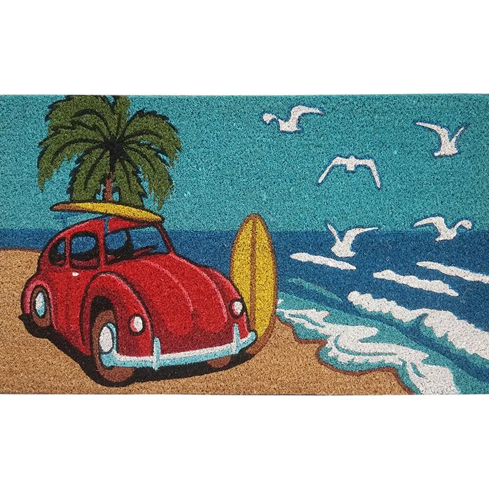 Solemate Latex-Backed Coir VW Bug Beach 45x75cm Slim Outdoor Stylish Doormat