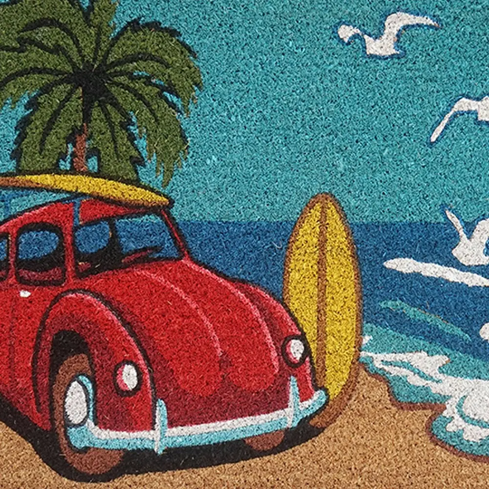 Solemate Latex-Backed Coir VW Bug Beach 45x75cm Slim Outdoor Stylish Doormat