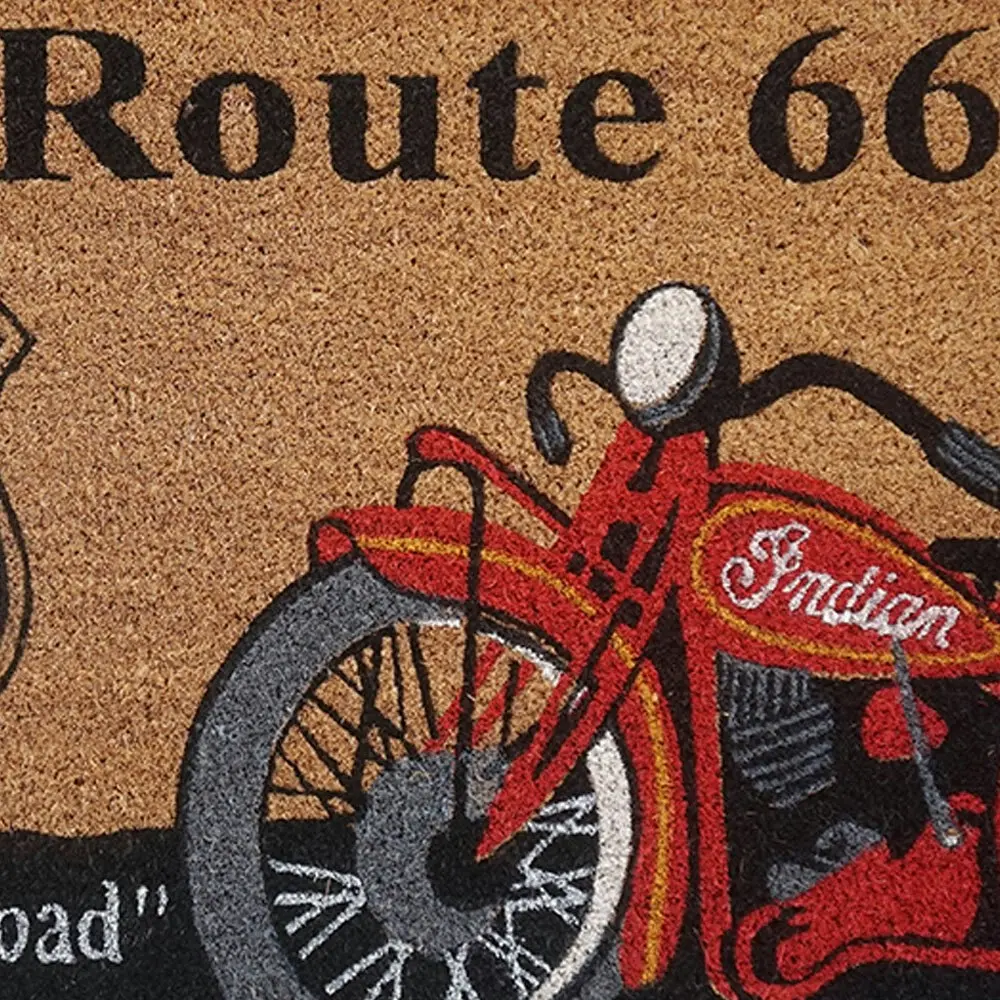 Solemate Latex Backed Coir Route 66 45x75cm Slimline Outdoor Stylish Doormat