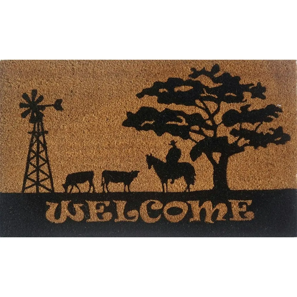 Solemate Latex Backed Coir Welcome Country 45x75cm Slimline Outdoor Doormat