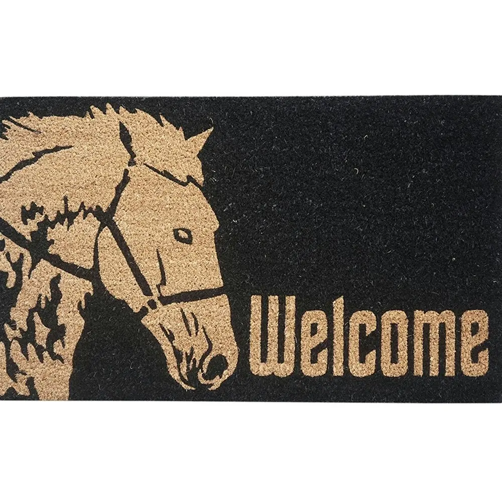 Solemate Latex Backed Coir Horse Welcome 45x75cm Slimline Outdoor Doormat