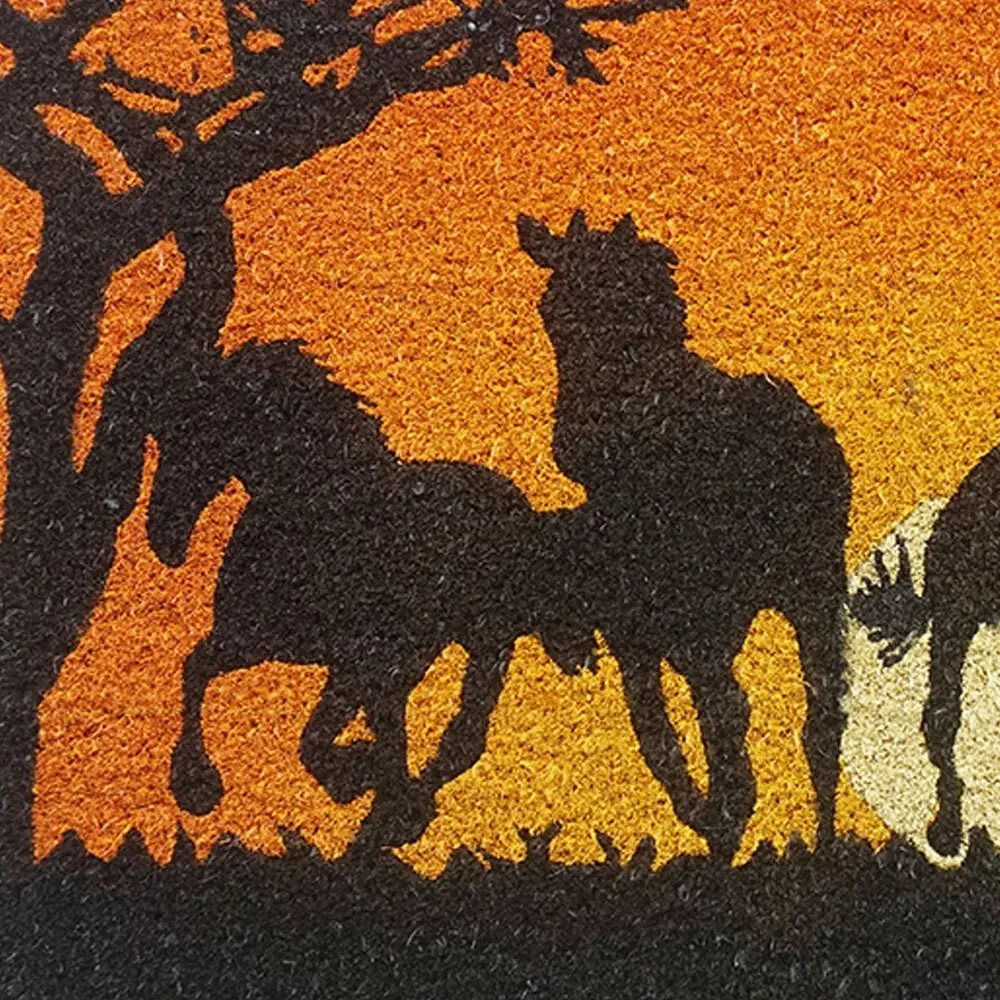 Solemate Latex Backed Coir Galloping Horses 45x75cm Slimline Outdoor Doormat