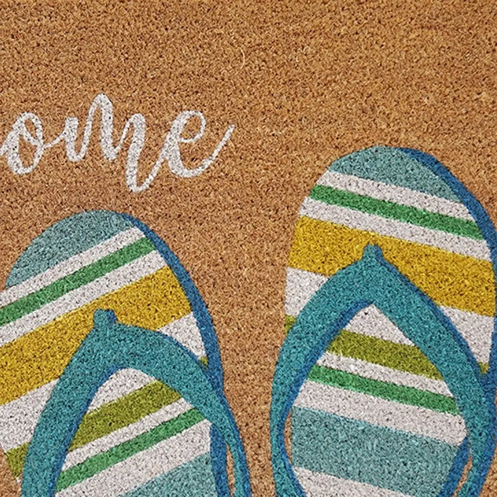 Solemate Latex Backed Coir Aqua Thong 45x75cm Slim Outdoor Stylish Doormat