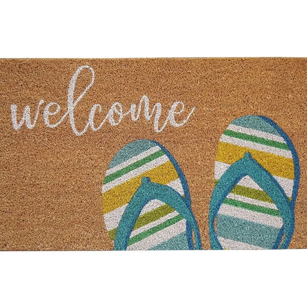 Solemate Latex Backed Coir Aqua Thong 45x75cm Slim Outdoor Stylish Doormat