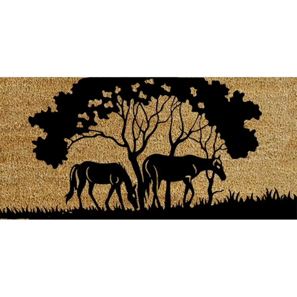 Solemate Latex Backed Coir Horses Tree 45x75 Slim Outdoor Stylish Doormat