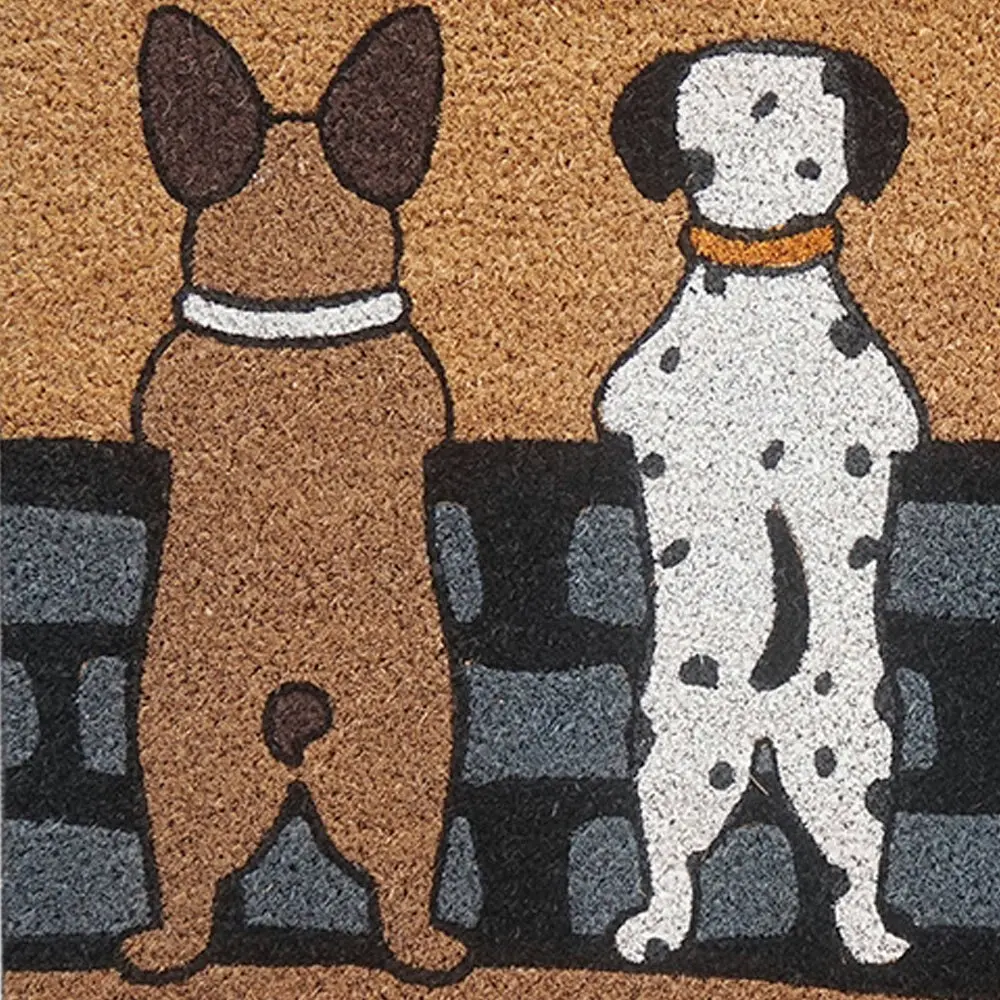 Solemate Latex Backed Coir Dogs on Fence 45x75cm Slimline Outdoor Doormat