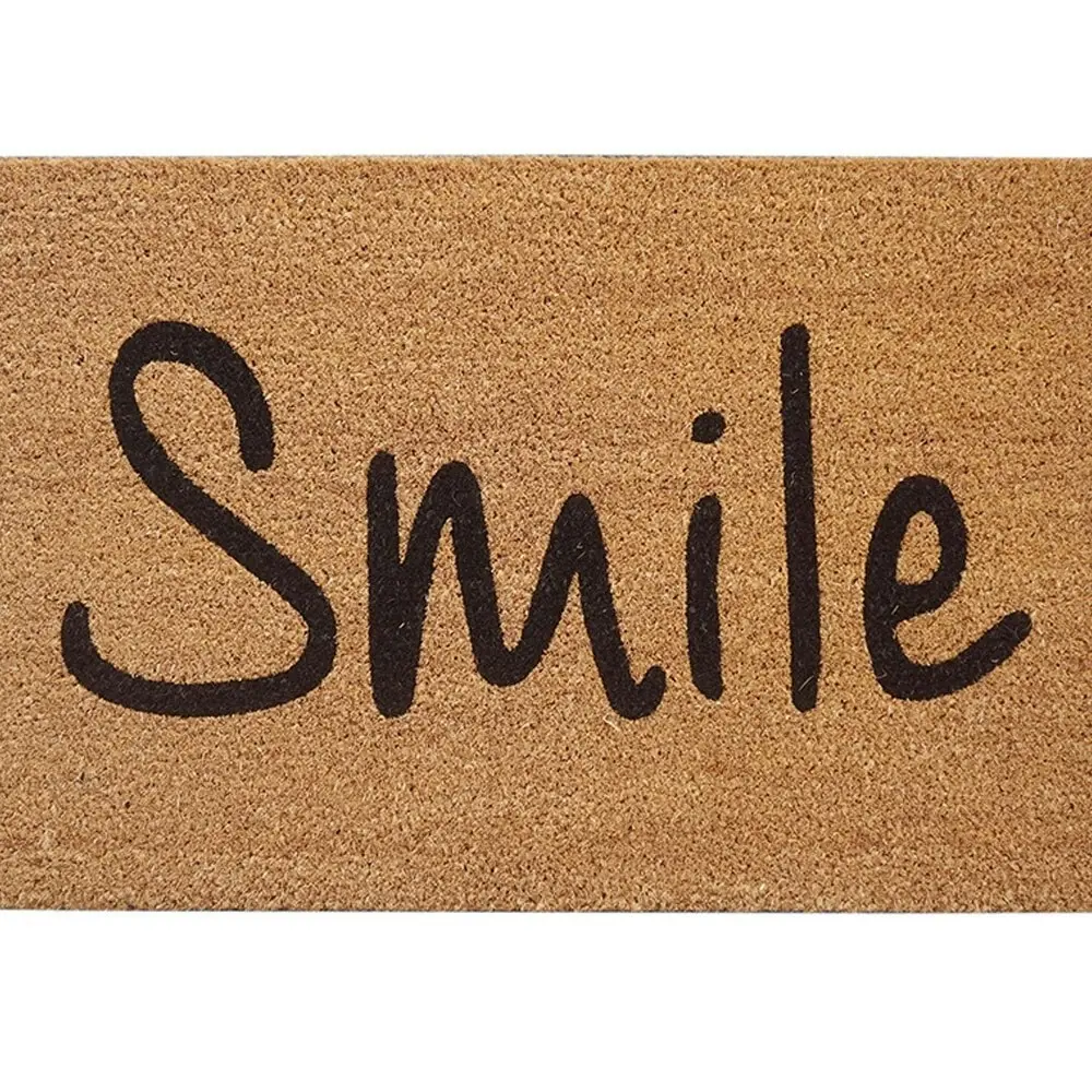 Solemate Latex Backed Coir Smile 45x75cm Slimline Outdoor Stylish Doormat