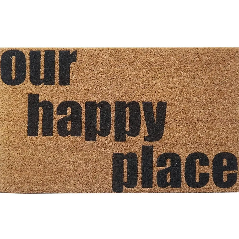 Solemate Latex Backed Coir Happy Place 45x75cm Slim Outdoor Stylish Doormat