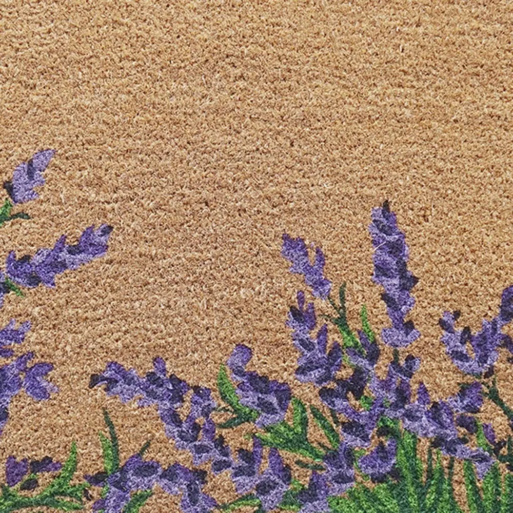 Solemate Latex Backed Coir Lavender Bush 45x75cm Slimline Outdoor Doormat