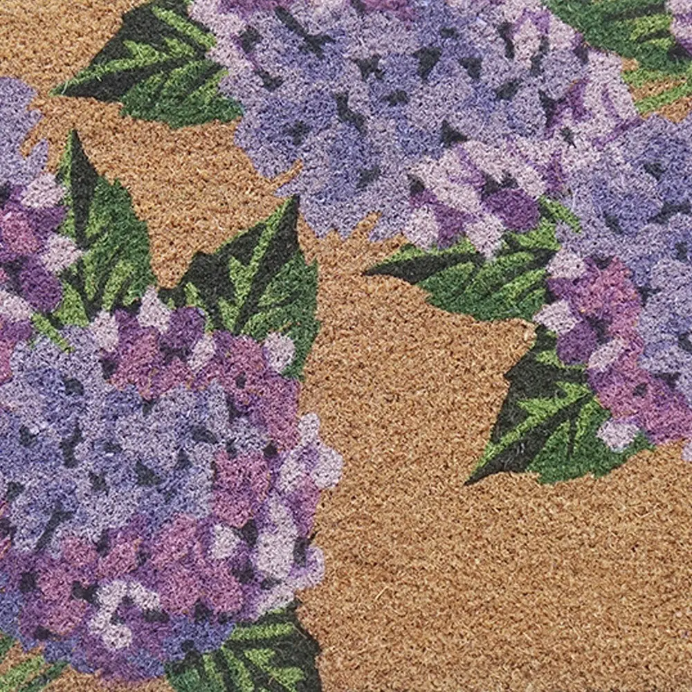 Solemate Latex Backed Coir Hydrangea 45x75cm Slim Outdoor Stylish Doormat