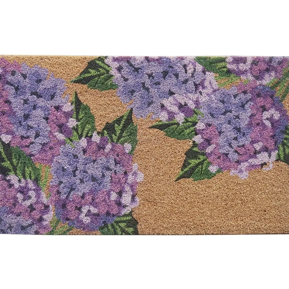 Solemate Latex Backed Coir Hydrangea 45x75cm Slim Outdoor Stylish Doormat