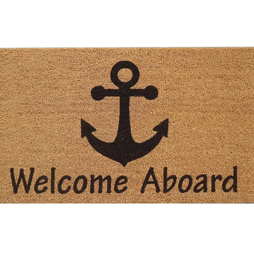 Solemate Latex Backed Coir Welcome Aboard 45x75cm Slimline Outdoor Doormat