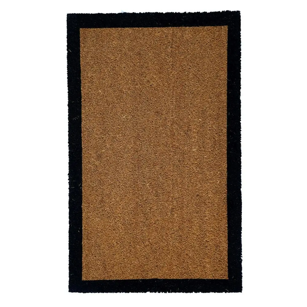 Solemate Latex Backed Coir Black Border 45x75cm Slim Outdoor Stylish Doormat