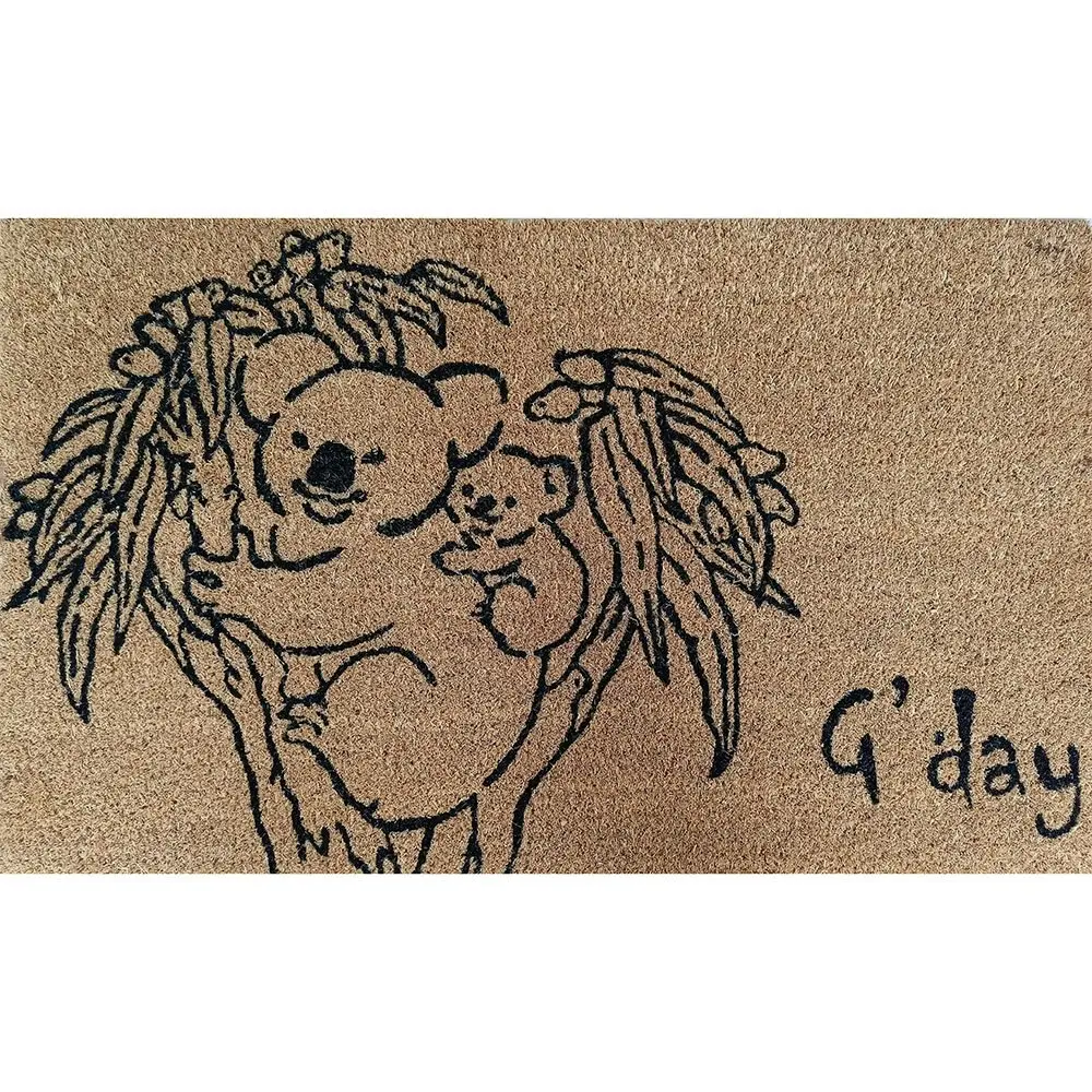 Solemate PVC Backed Coir Koala Theme 45x75cm Slim Outdoor Stylish Doormat