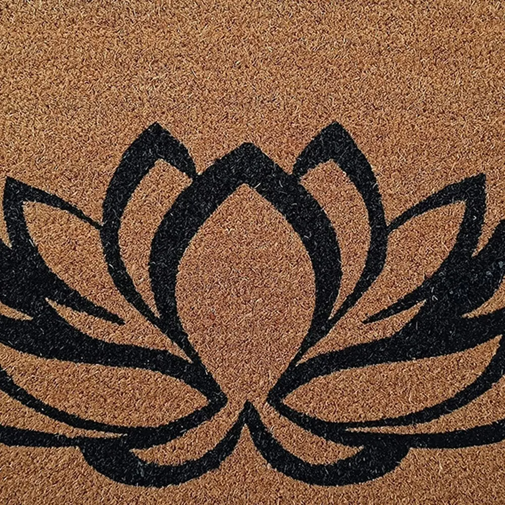 Solemate PVC Backed Coir Lotus Flower 45x75cm Slim Outdoor Stylish Doormat